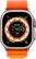Angle. Apple - Apple Watch Ultra (GPS + Cellular) 49mm Titanium Case with Orange Alpine Loop - Large - Titanium.