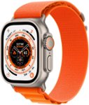 Front Zoom. Apple Watch Ultra (GPS + Cellular) 49mm Titanium Case with Orange Alpine Loop - Large - Titanium.