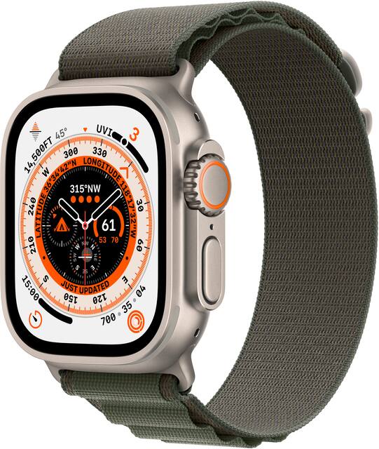 Apple Watch Ultra (GPS + Cellular) 49mm Titanium Case with Green ...