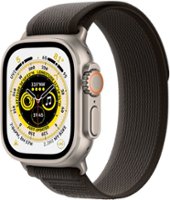Apple Watch Ultra (GPS + Cellular) 49mm Titanium Case with Black/Gray Trail Loop - S/M - Titanium - Front_Zoom