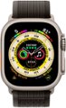 Angle Zoom. Apple Watch Ultra (GPS + Cellular) 49mm Titanium Case with Black/Gray Trail Loop - M/L - Titanium.