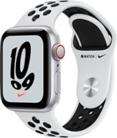 Apple Watch Nike SE (GPS + Cellular) 40mm Silver Aluminum Case with Platinum/Black Nike Sport Band - Silver - Front_Zoom