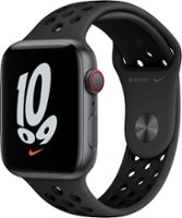 Apple Watch Nike SE 1st Generation (GPS + Cellular) 44mm Aluminum Case with Anthracite/Black Nike Sport Band - Space Gray - Front_Zoom