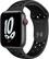 Front. Apple - Apple Watch Nike SE 1st Generation (GPS + Cellular) 44mm Aluminum Case with Anthracite/Black Nike Sport Band.