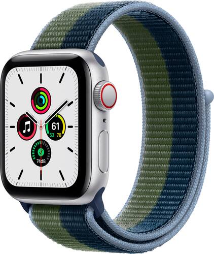 Apple Watch SE 1st Generation (GPS + Cellular) 40mm Aluminum Case with Abyss Blue/Moss Green Sport Loop-Front_Standard