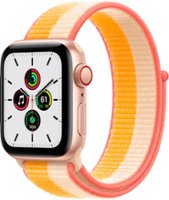 Apple Watch SE (GPS + Cellular) 40mm Gold Aluminum Case with Maize/White Sport Loop - Gold - Front_Zoom