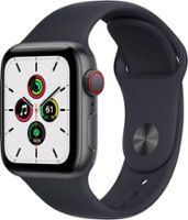 Apple Watch SE (GPS + Cellular) 40mm Space Gray Aluminum Case with Midnight Sport Band - Space Gray - Front_Zoom