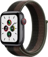 Apple Watch SE (GPS + Cellular) 40mm Space Gray Aluminum Case with Tornado/Gray Sport Loop - Space Gray - Front_Zoom