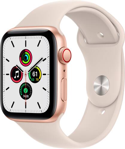 Apple Watch SE 1st Generation (GPS + Cellular) 44mm Aluminum Case with Starlight Sport Band-Front_Standard