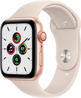 Apple Watch SE (GPS + Cellular) 44mm Gold Aluminum Case with Starlight Sport Band - Gold - Front_Zoom
