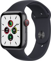 Apple Watch SE (GPS + Cellular) 44mm Space Gray Aluminum Case with Midnight Sport Band - Space Gray - Front_Zoom