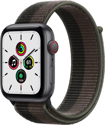 Apple Watch SE (GPS + Cellular) 44mm Space Gray Aluminum Case with Tornado/Gray Sport Loop - Space Gray