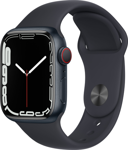 Apple Watch Series 7 (GPS + Cellular) 41mm Aluminum Case with Midnight Sport Band - Midnight