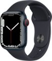 Front Zoom. Apple Watch Series 7 (GPS + Cellular) 41mm Midnight Aluminum Case with Midnight Sport Band - Midnight.