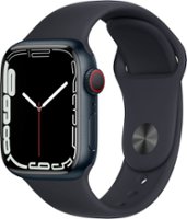 Apple Watch Series 7 (GPS + Cellular) 41mm Midnight Aluminum Case with Midnight Sport Band - Midnight - Front_Zoom