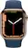 Angle. Apple - Refurbished Apple Watch Series 7 (GPS + Cellular) 41mm Gold Stainless Steel with Abyss Blue Sport Band - Blue.