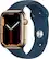 Front. Apple - Geek Squad Certified Refurbished Apple Watch Series 7 (GPS + Cellular) 45mm Stainless Steel with Abyss Blue Sport Band - Blue.