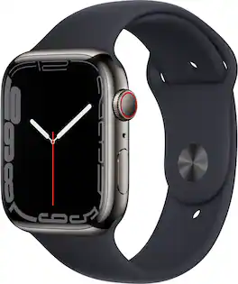 Refurbished Apple Watch Series 7 (GPS + Cellular) 45mm Graphite Stainless Steel with Midnight Sport Band - Black - (2021)