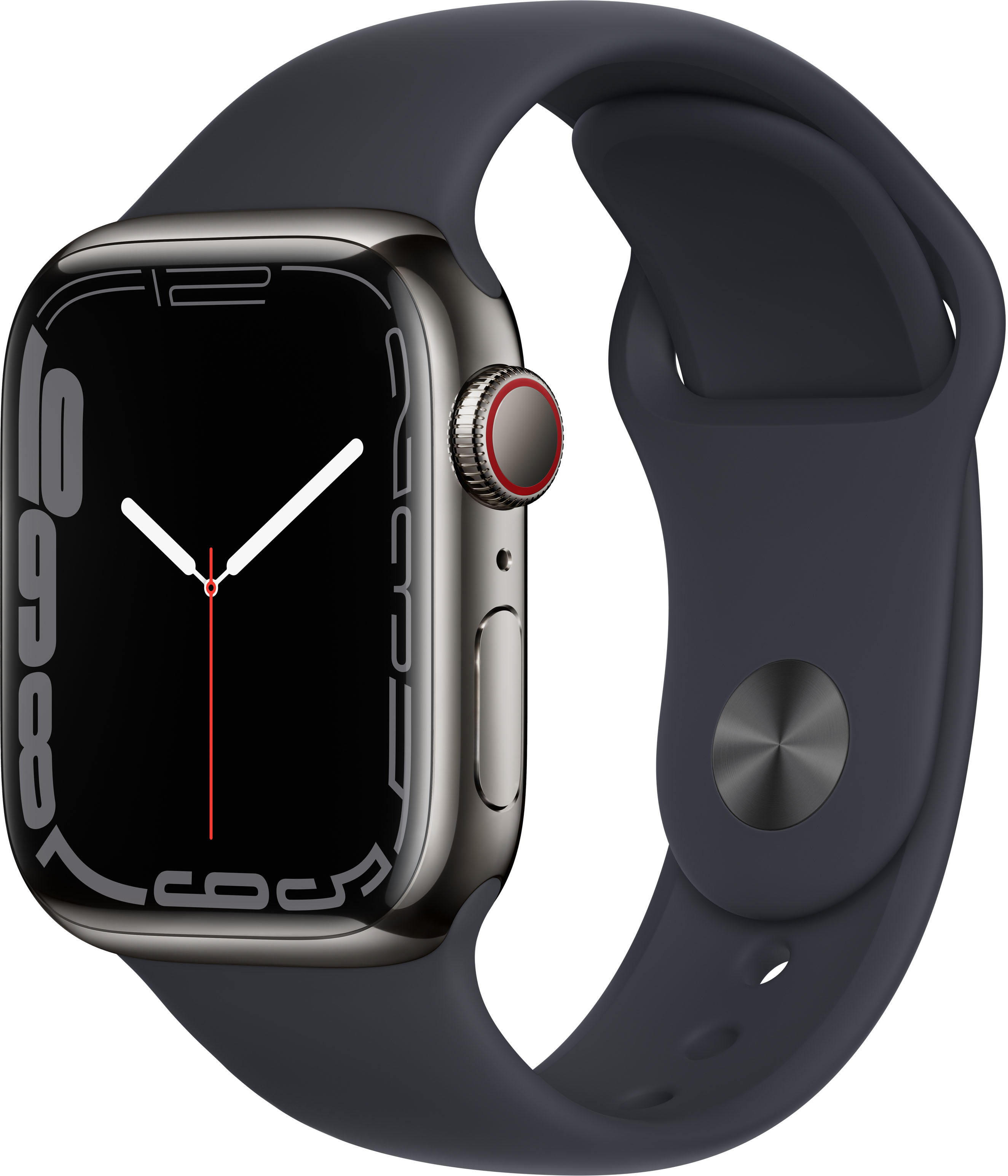 Apple Watch Series (GPS Cellular) 41mm Graphite Stainless Steel with  Midnight Sport Band Black MNC03LL/A Best Buy