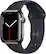 Front. Apple - Refurbished Apple Watch Series 7 (GPS + Cellular) 41mm Graphite Stainless Steel with Midnight Sport Band - Black - Black.