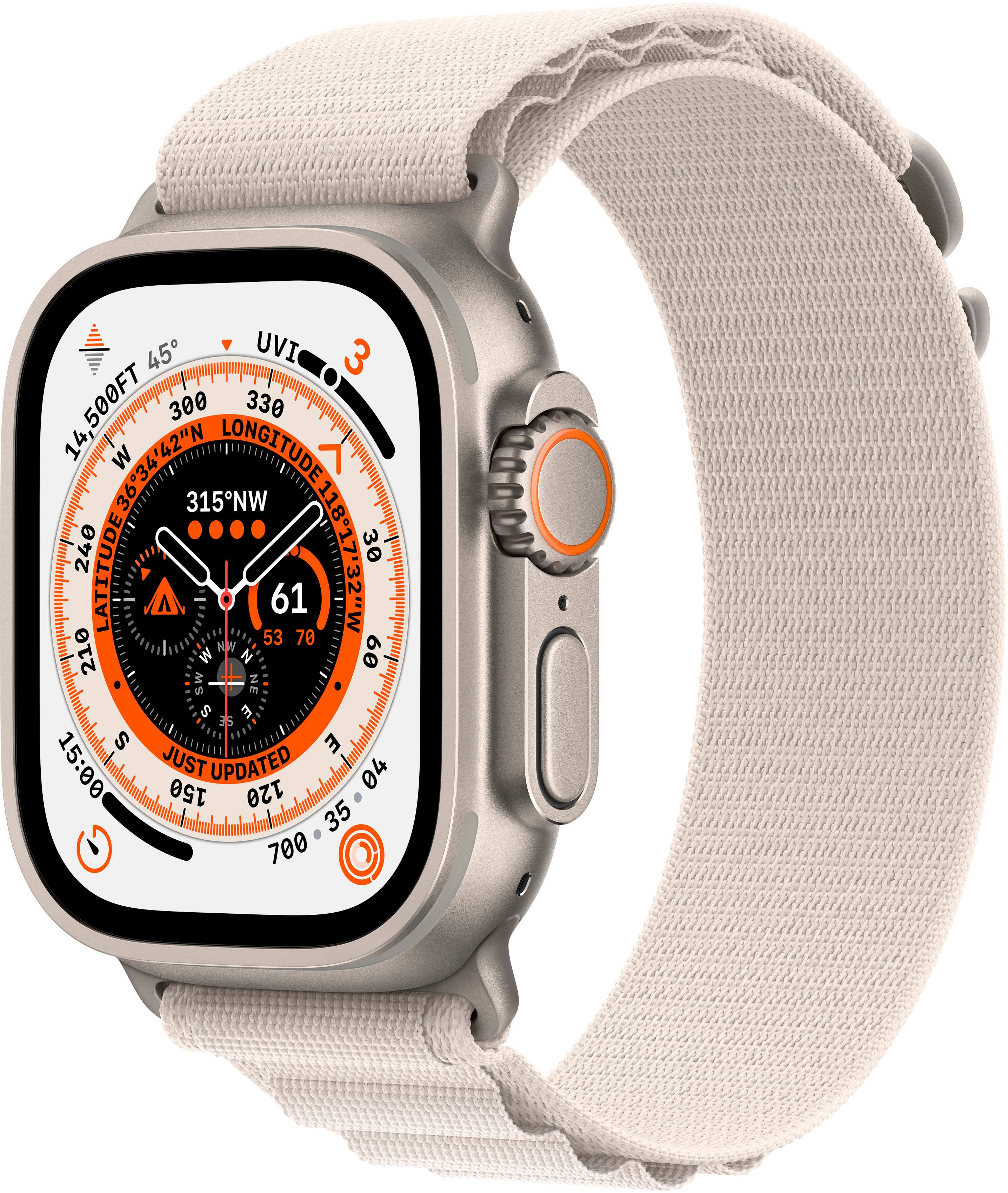 Best Buy: Apple Watch Ultra (GPS + Cellular) 49mm Titanium Case with  Starlight Alpine Loop Medium Titanium (AT&T) MQF03LL/A