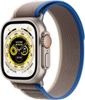 Apple Watch Ultra (GPS + Cellular) 49mm Titanium Case with Blue/Gray Trail Loop - M/L - Titanium (AT&T) - Front_Zoom