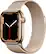Front. Apple - Apple Watch Series 7 (GPS + Cellular) 41mm Gold Stainless Steel Case with Gold Milanese Loop - Gold.