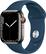 Front. Apple - Apple Watch Series 7 (GPS + Cellular) 41mm Graphite Stainless Steel Case with Abyss Blue Sport Band - Graphite.