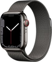 Apple Watch Series 7 (GPS + Cellular) 41mm Graphite Stainless Steel Case with Graphite Milanese Loop - Graphite (AT&T) - Front_Zoom