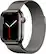Front. Apple - Apple Watch Series 7 (GPS + Cellular) 41mm Graphite Stainless Steel Case with Graphite Milanese Loop - Graphite.