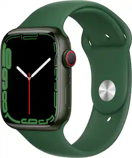 Geek Squad Certified Refurbished Apple Watch Series 7 (GPS + Cellular) 45mm Green Aluminum Case with Clover Sport Band - Green (AT&T) - (2021)