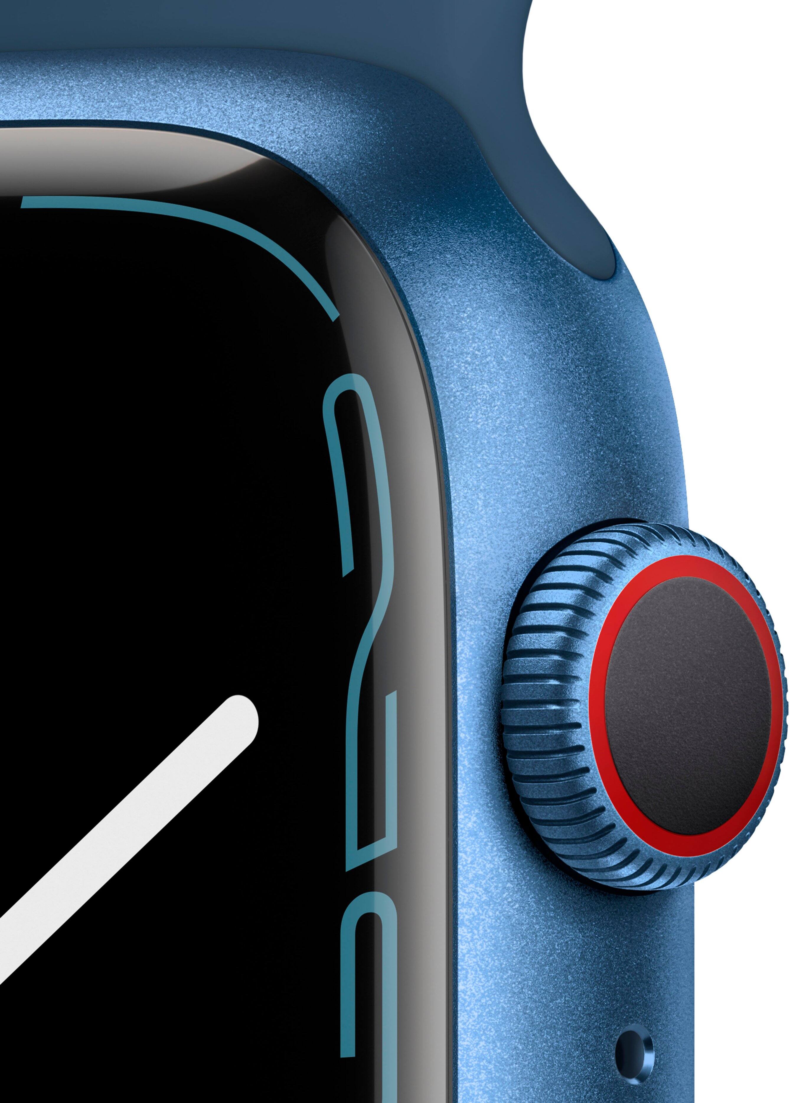 Alt View 12. Apple - Apple Watch Series 7 (GPS + Cellular) 45mm Blue Aluminum Case - Blue.