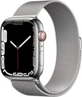 Apple Watch Series 7 (GPS + Cellular) 45mm Silver Stainless Steel Case with Silver Milanese Loop - Silver (AT&T) - Front_Zoom