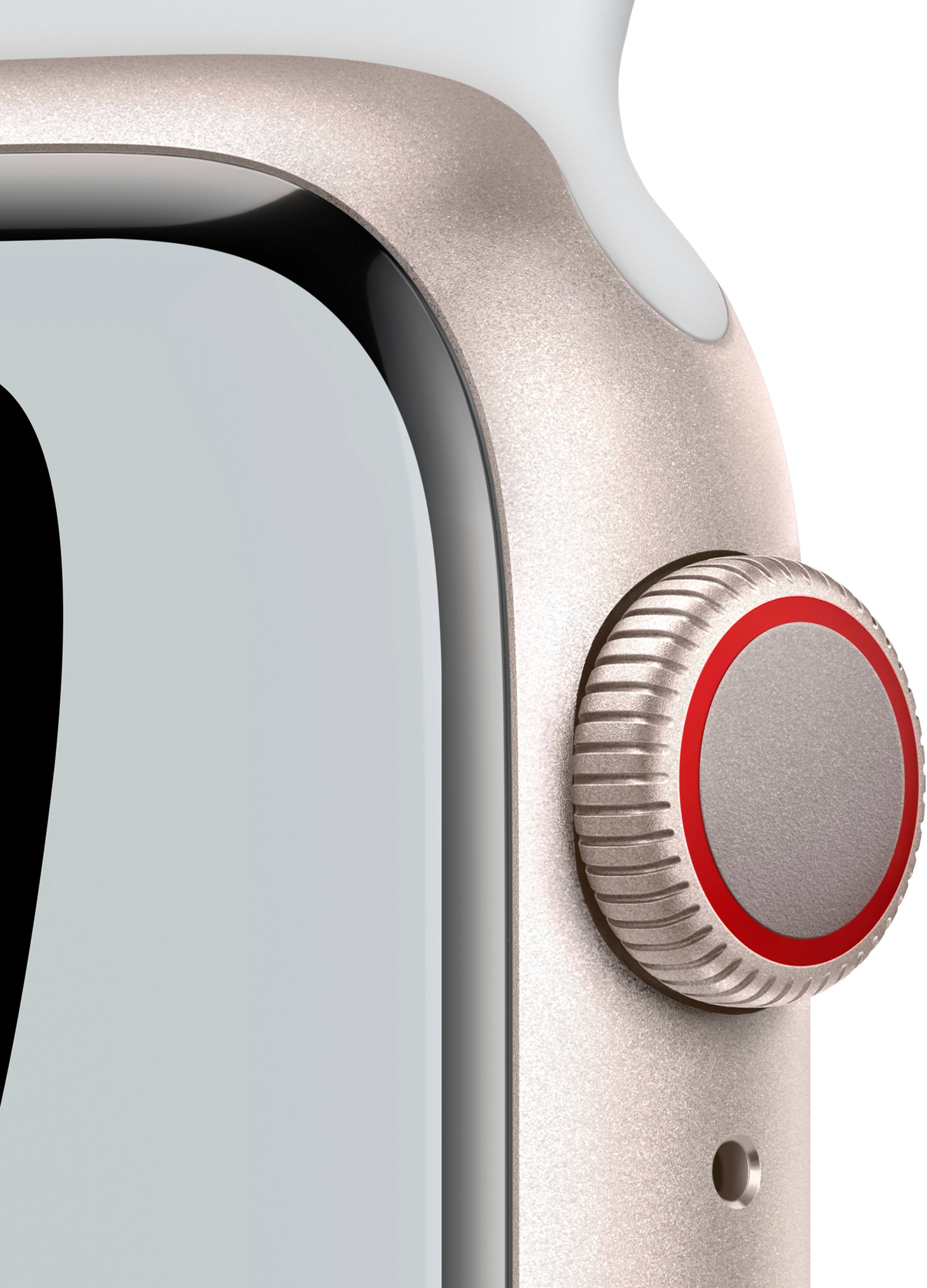 Alt View 12. Apple - Geek Squad Certified Refurbished Apple Watch Nike Series 7 (GPS + Cellular) 41mm Aluminum Case with Pure Platinum - Starlight.