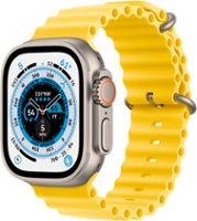 Apple Watch Ultra (GPS + Cellular) 49mm Titanium Case with Yellow Ocean Band - Titanium (AT&T) - Front_Zoom