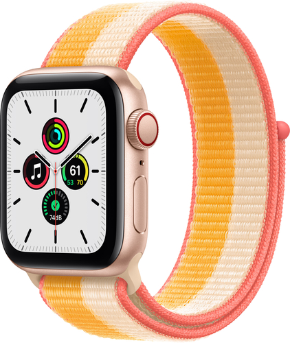 Apple Watch SE (GPS + Cellular) 40mm Gold Aluminum Case with Maize/White Sport Loop - Gold (AT&T)