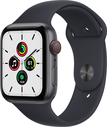 Apple Watch SE (GPS + Cellular) 44mm Space Gray Aluminum Case with Midnight Sport Band - Space Gray (AT&T)