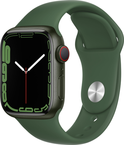 Apple Watch Series 7 (GPS + Cellular) 41mm Green Aluminum Case with Clover Sport Band - Green (AT&T)