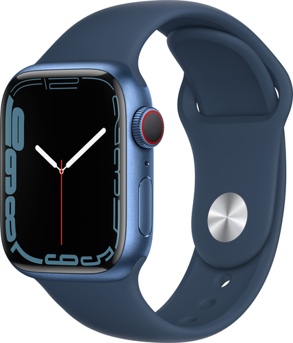 Apple Watch Series 7 (GPS + Cellular) 41mm Blue Aluminum Case with Abyss Blue Sport Band - Blue (AT&T)