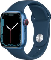 Apple Watch Series 7 (GPS + Cellular) 41mm Aluminum Case with Abyss Blue Sport Band - Blue (AT&T) - Front_Zoom