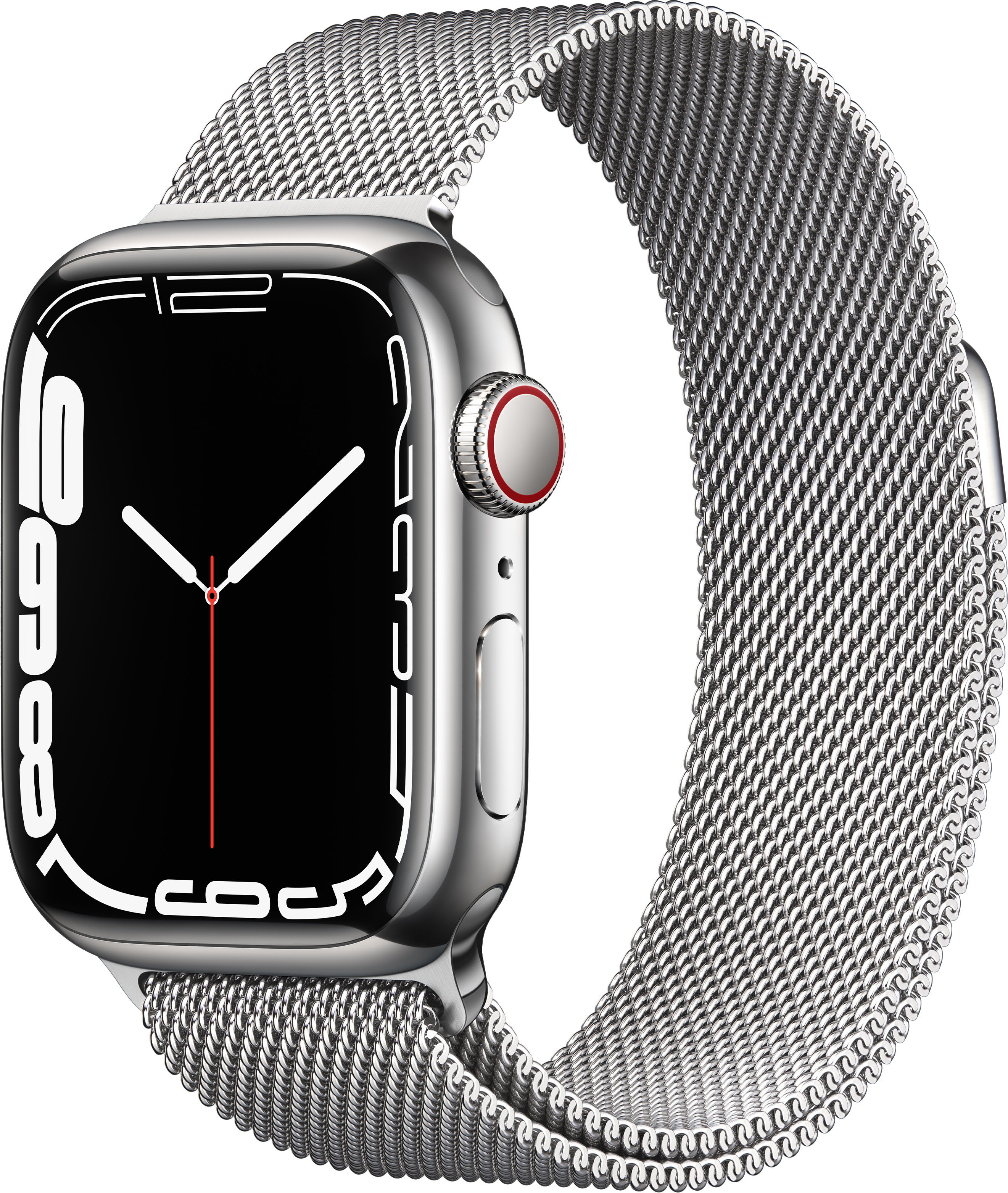 Best Buy: Apple Watch Series 7 (GPS + Cellular) 41mm Silver Stainless Steel  Case with Silver Milanese Loop Silver (AT&T) MKHF3LL/A