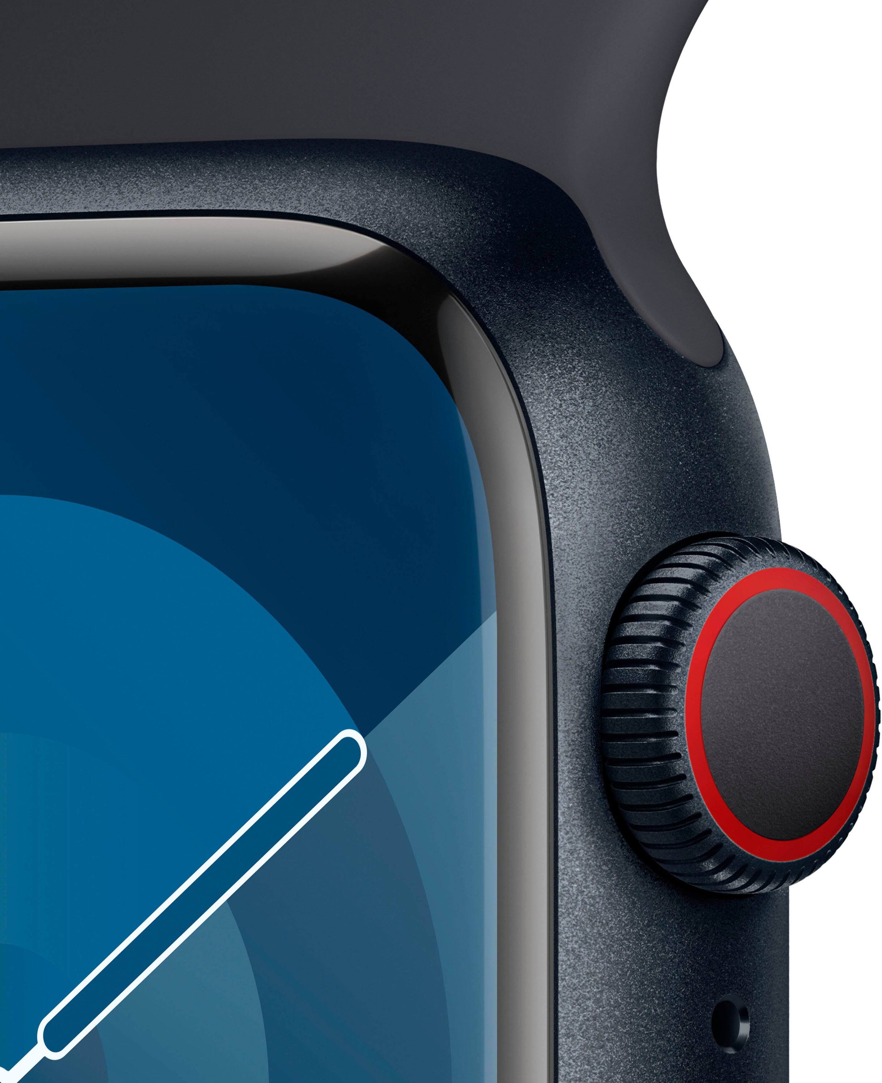 Alt View 12. Apple - Apple Watch Series 9 (GPS + Cellular) 41mm Midnight Aluminum Case with Midnight Sport Band with Blood Oxygen - S/M - Midnight.