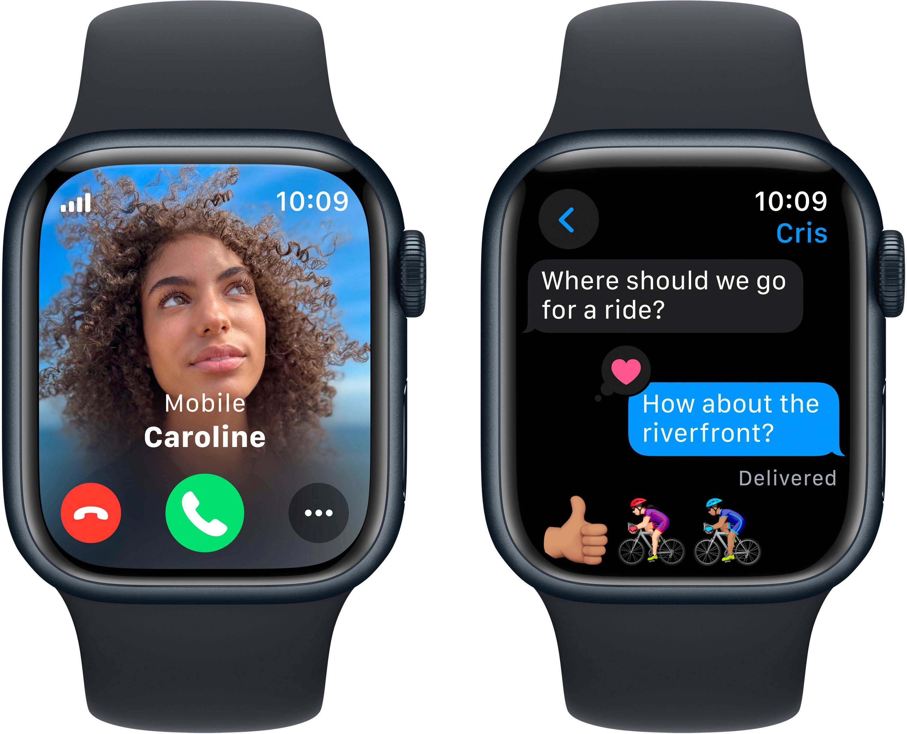 Alt View 15. Apple - Apple Watch Series 9 (GPS + Cellular) 41mm Midnight Aluminum Case with Midnight Sport Band with Blood Oxygen - S/M - Midnight.