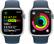 Alt View 17. Apple - Apple Watch Series 9 (GPS + Cellular) 41mm Silver Aluminum Case with Storm Blue Sport Band with Blood Oxygen - M/L - Silver.