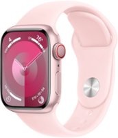 Apple Watch Series 9 (GPS + Cellular) 41mm Pink Aluminum Case with Light Pink Sport Band with Blood Oxygen - S/M - Pink (AT&T) - Front_Zoom