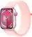 Front. Apple - Apple Watch Series 9 (GPS + Cellular) 41mm Pink Aluminum Case with Light Pink Sport Loop with Blood Oxygen - Pink.