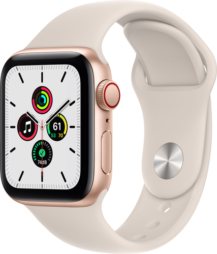 Apple Watch SE (GPS + Cellular) 40mm Gold Aluminum Case with Starlight Sport Band - Gold (Sprint)