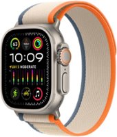 Apple Watch Ultra 2 (GPS + Cellular) 49mm Titanium Case with Orange/Beige Trail Loop - S/M - Titanium (Verizon) - Front_Zoom