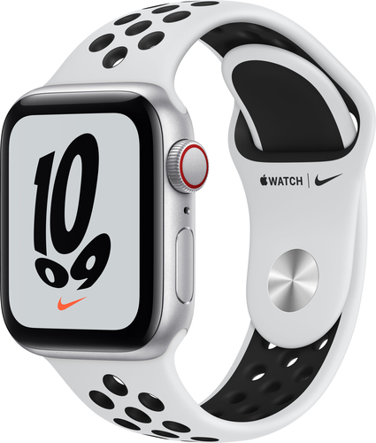 Apple Watch Nike SE (GPS + Cellular) 40mm Silver Aluminum Case with Platinum/Black Nike Sport Band - Silver (Verizon)