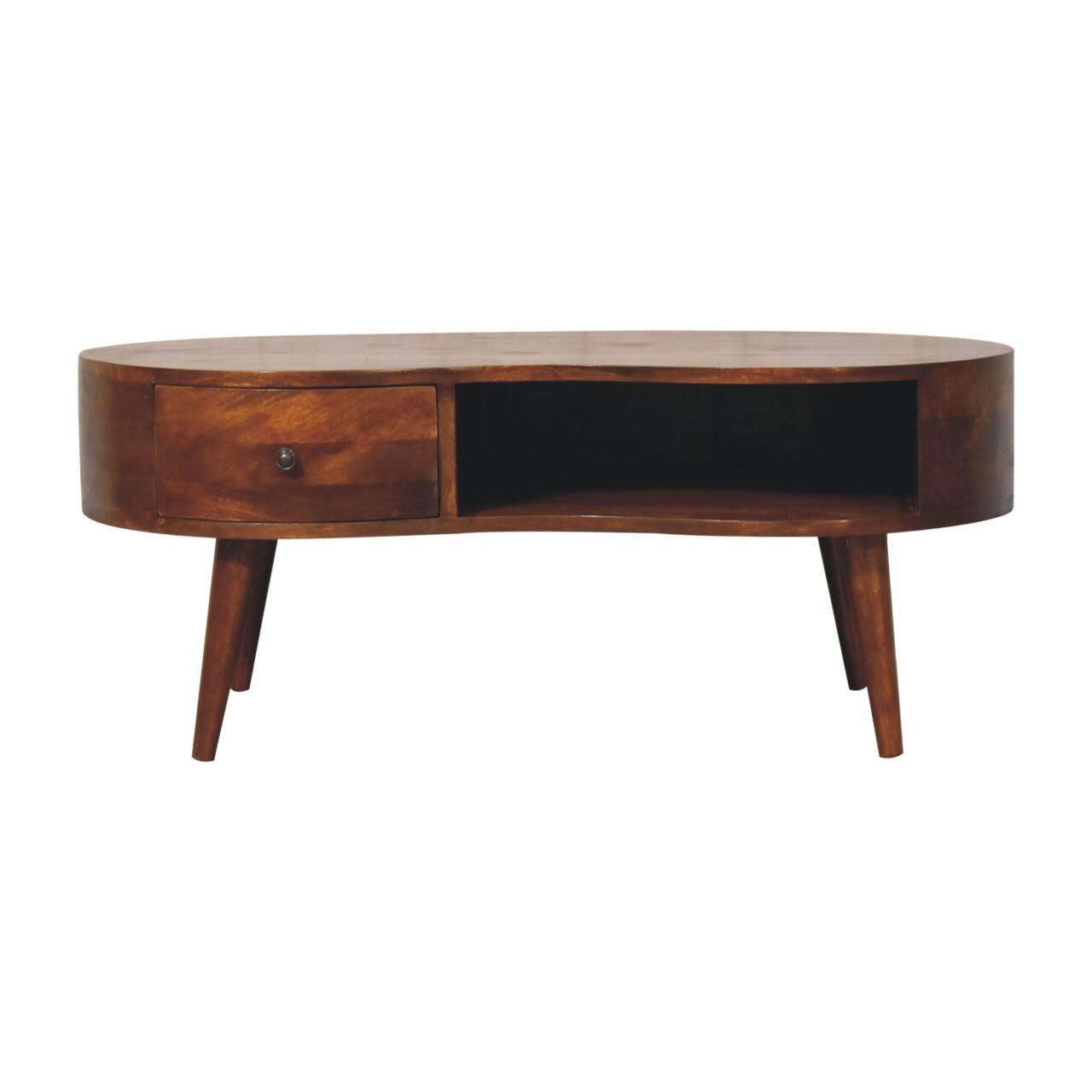 Front. Artisan Furniture - Artisan Furniture Solid Wood Large Wave Coffee Table, 1 Drawer, 1 Open Slot, Dark Brown - Brown.